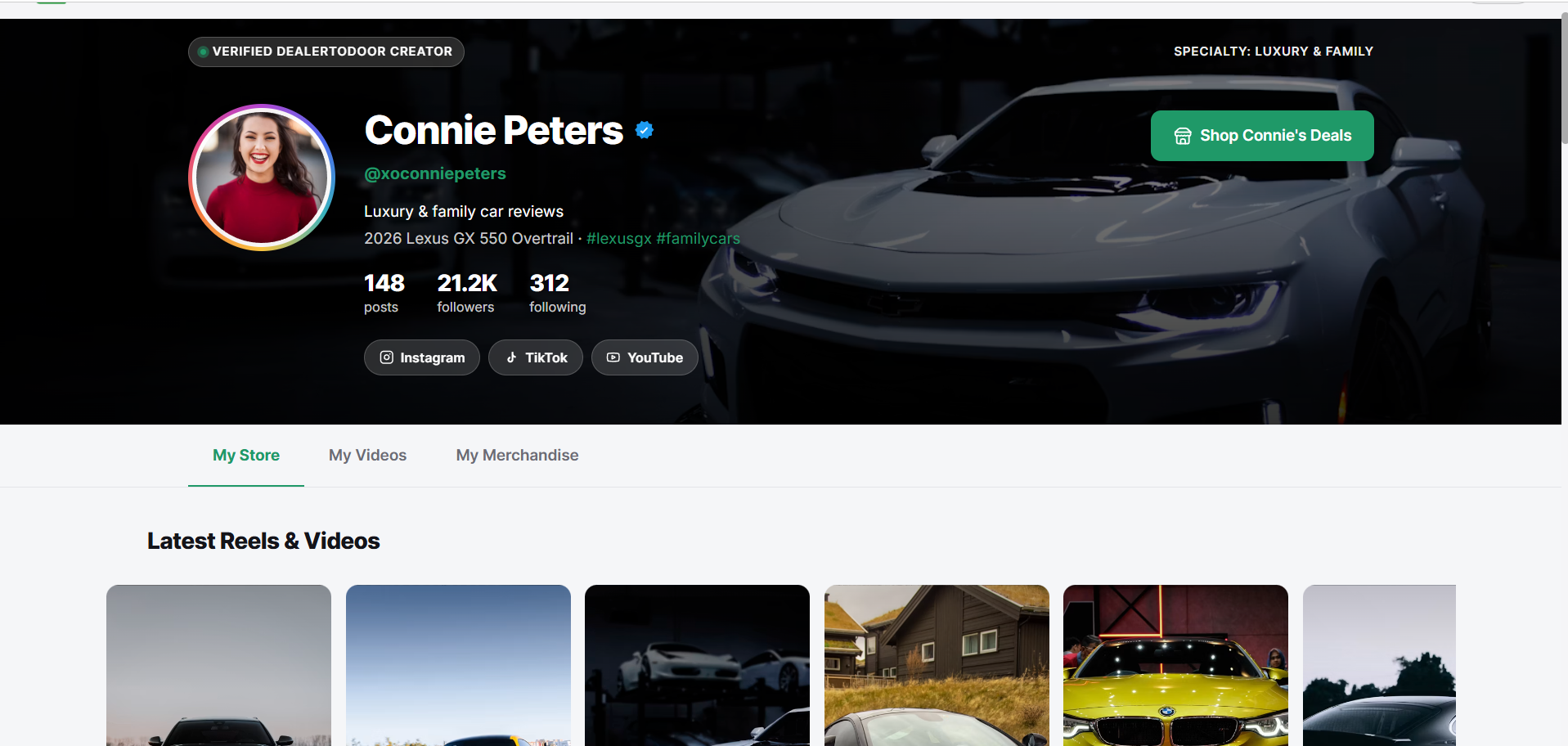 Creator storefront preview